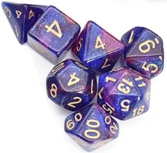Set de 7 dados Galaxy - Violeta y Azul (AGA05)